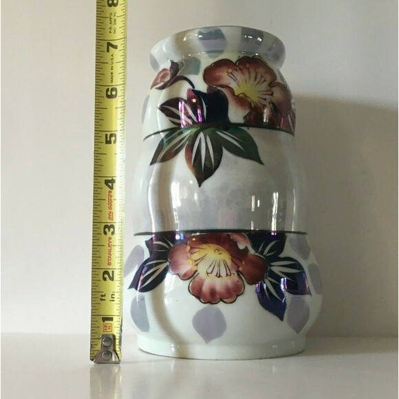 Gold Castle Chikusa Vase Made in Japan Lusterware Hand Painted 7.5” Vintage - Picture 5 of 10